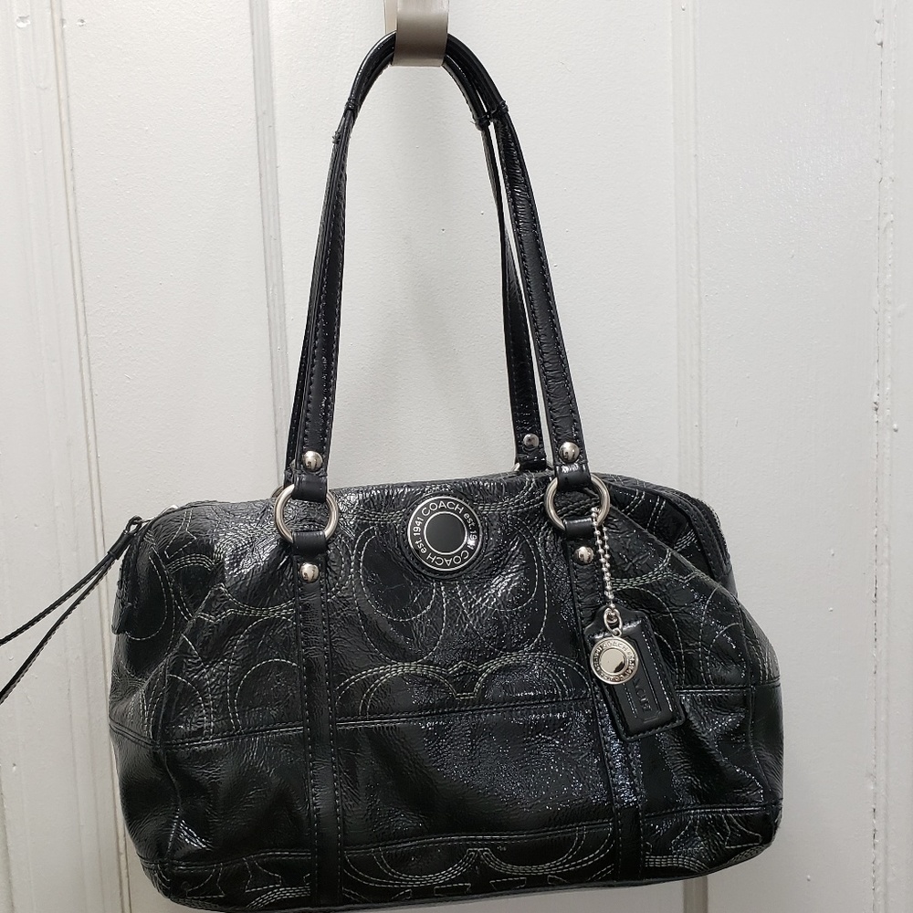 Coach Black Patent Madison Satchel